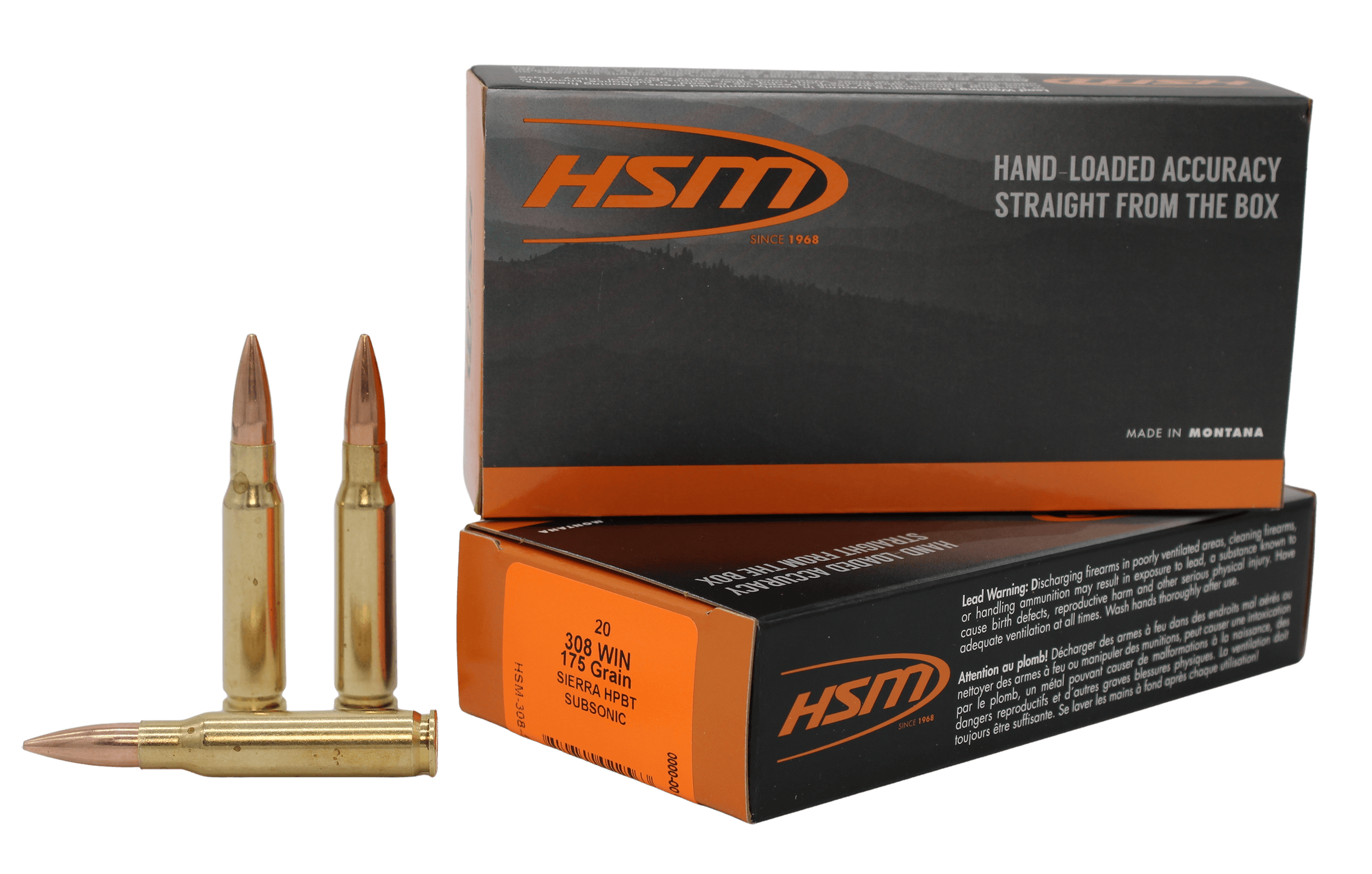 Hsm Match, 308 Winchester, Hollow Point Boat Tail, 175 Grain, 20 Rounds