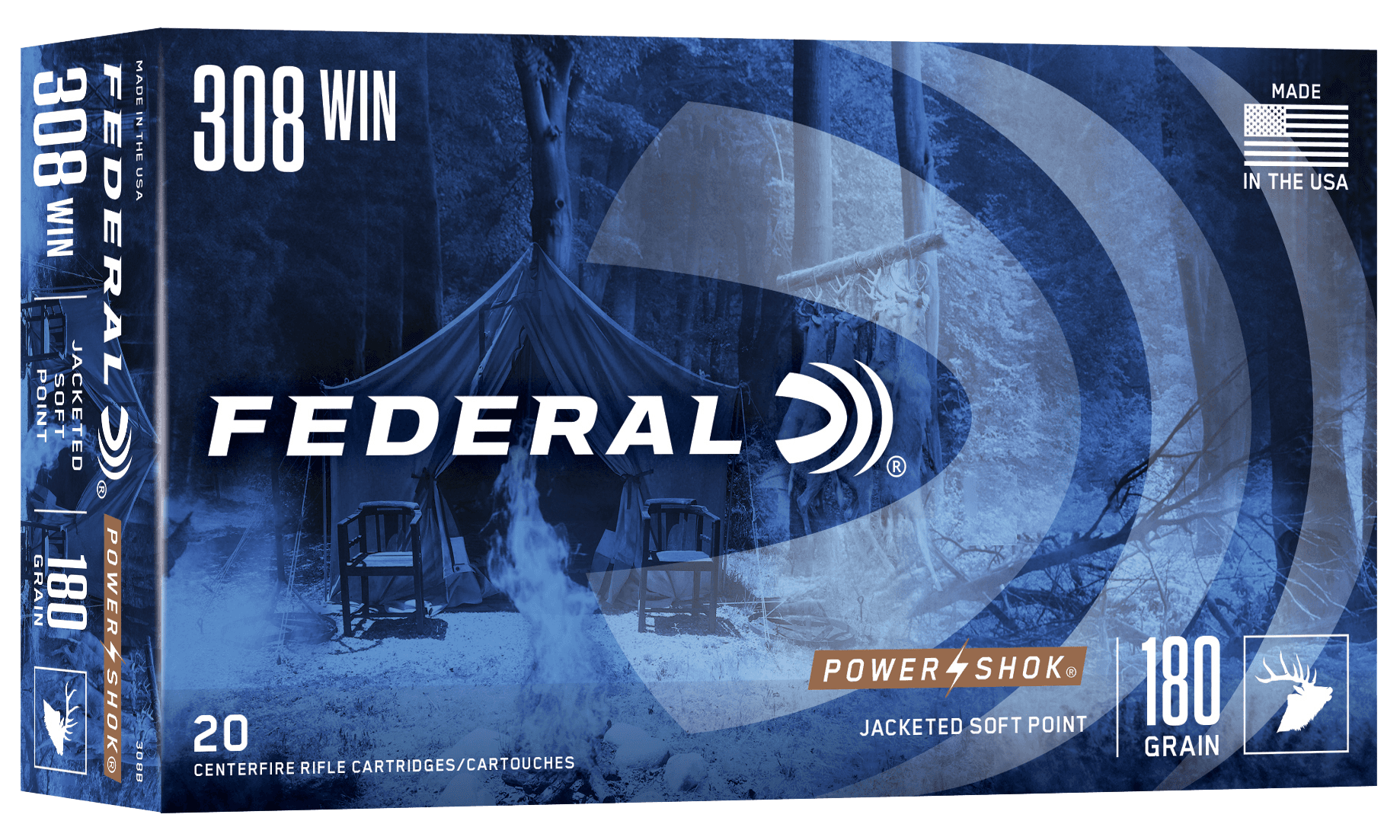 Federal Power Shok .308 Winchester Jacketed Soft Point 180 Grain 20 Rounds