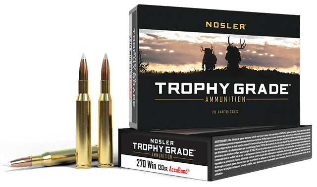 Nosler Trophy Grade 270 Win Accubond Spitzer 130 Grain 20 Rounds