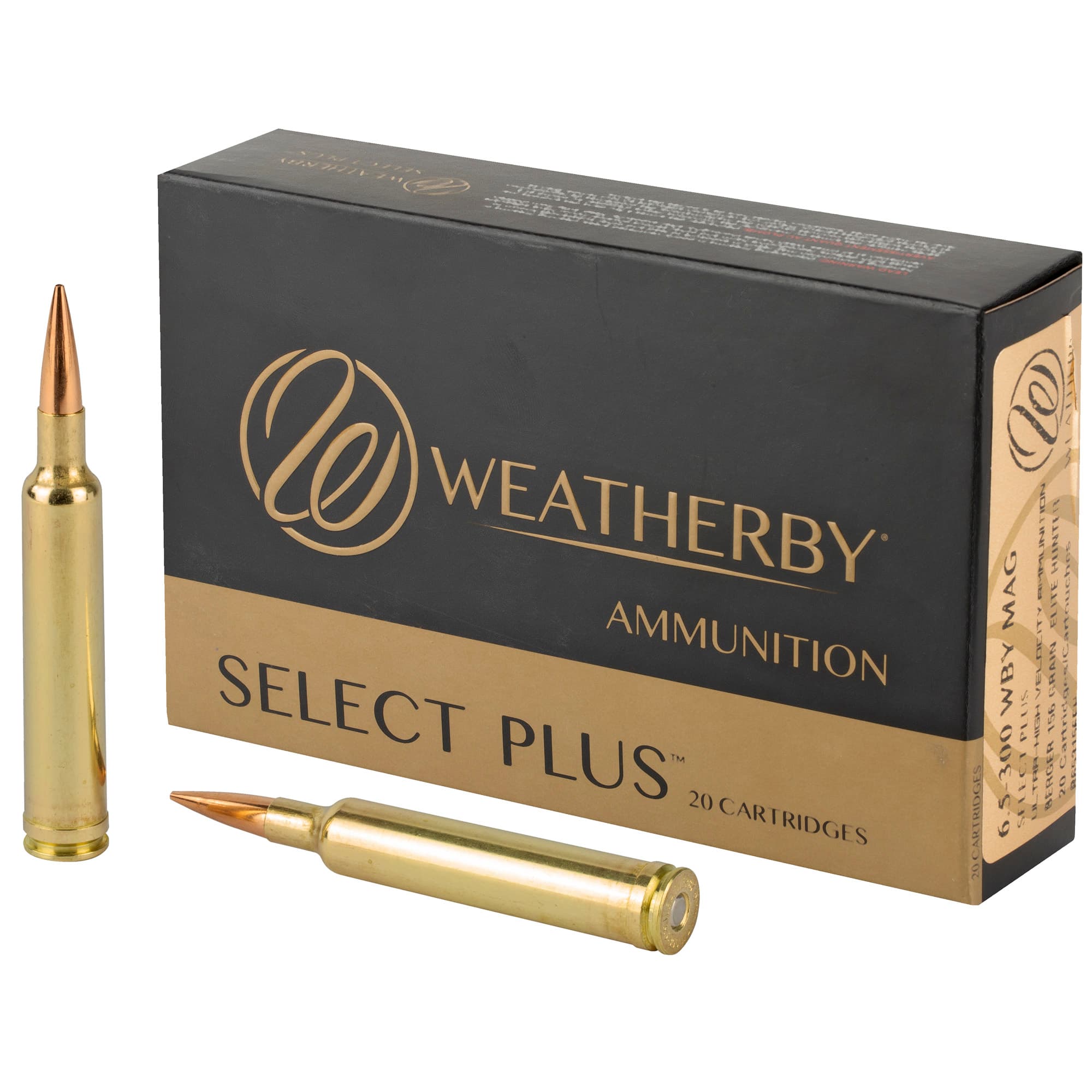 Weatherby Select Plus 6.5-300 Weatherby Magnum Boat Tail Hollow Point 156 Grain 20 Rounds