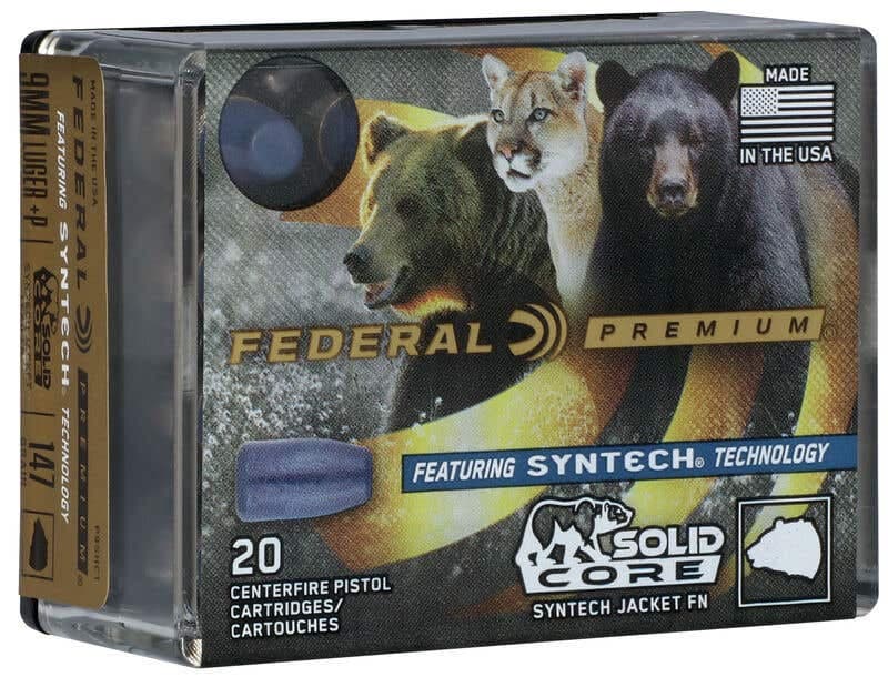Federal Premium Pistol Ammo 9mm Luger Solid Core Synthetic 147 Grain 20 Rounds