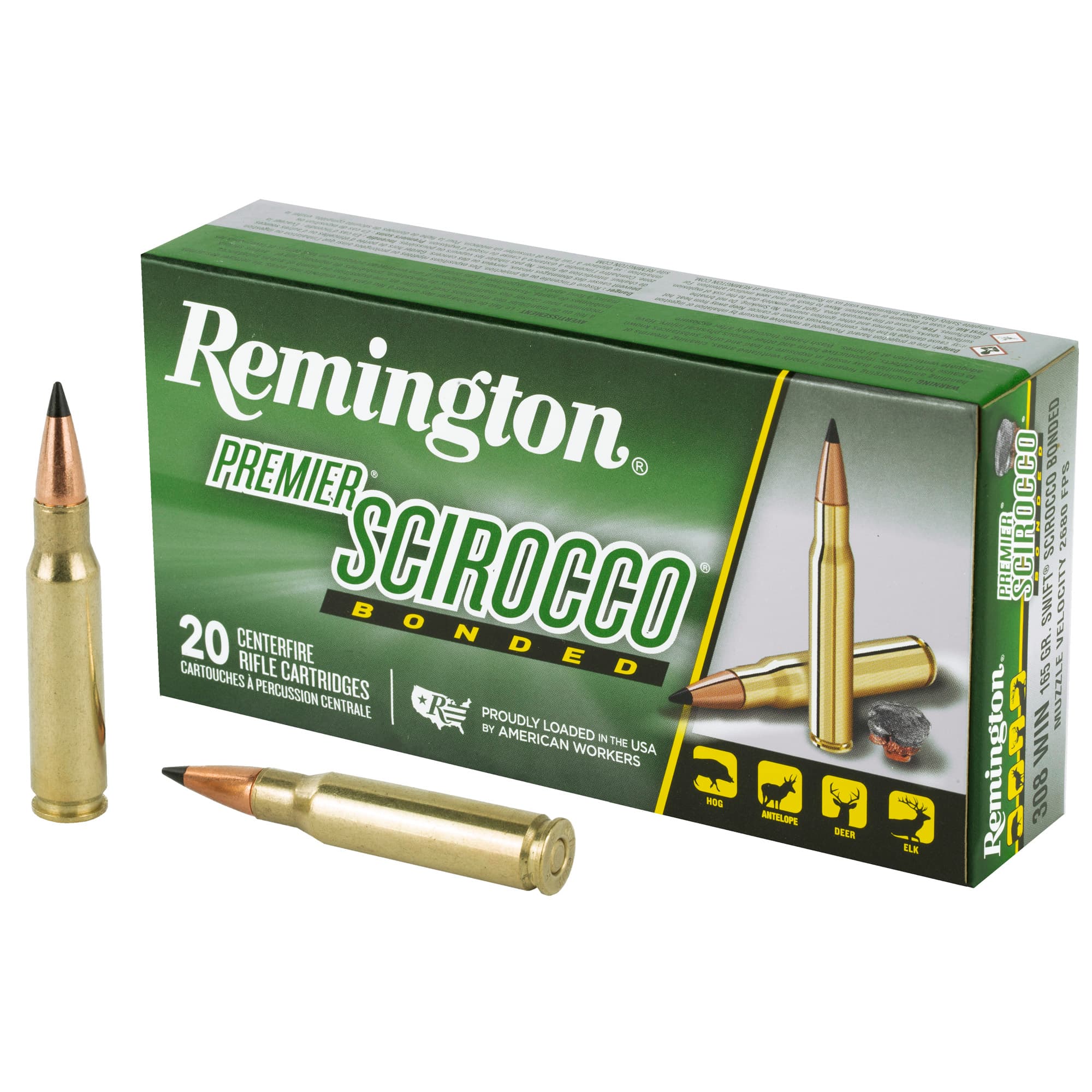 Remington Scirocco Bonded 308 Winchester Swift Scirocco Bonded 165 Grain 20 Rounds