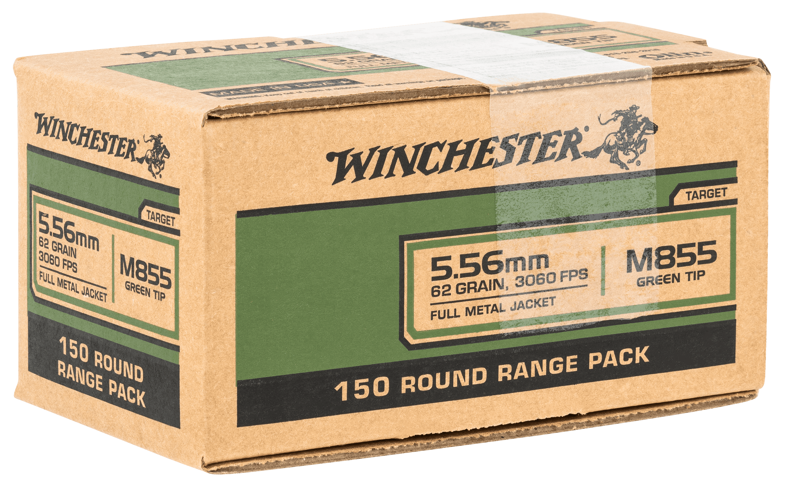 Winchester Usa M855 5.56x45 Nato Full Metal Jacket 62 Grain 150 Rounds