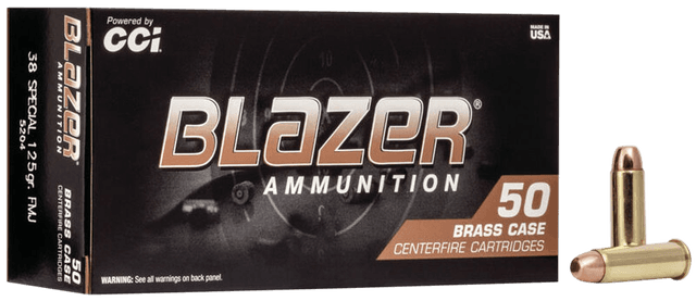 CCI Blazer Brass Pistol Ammo 38 Spl 125 gr. FMJ Flat Nose 50 rd.