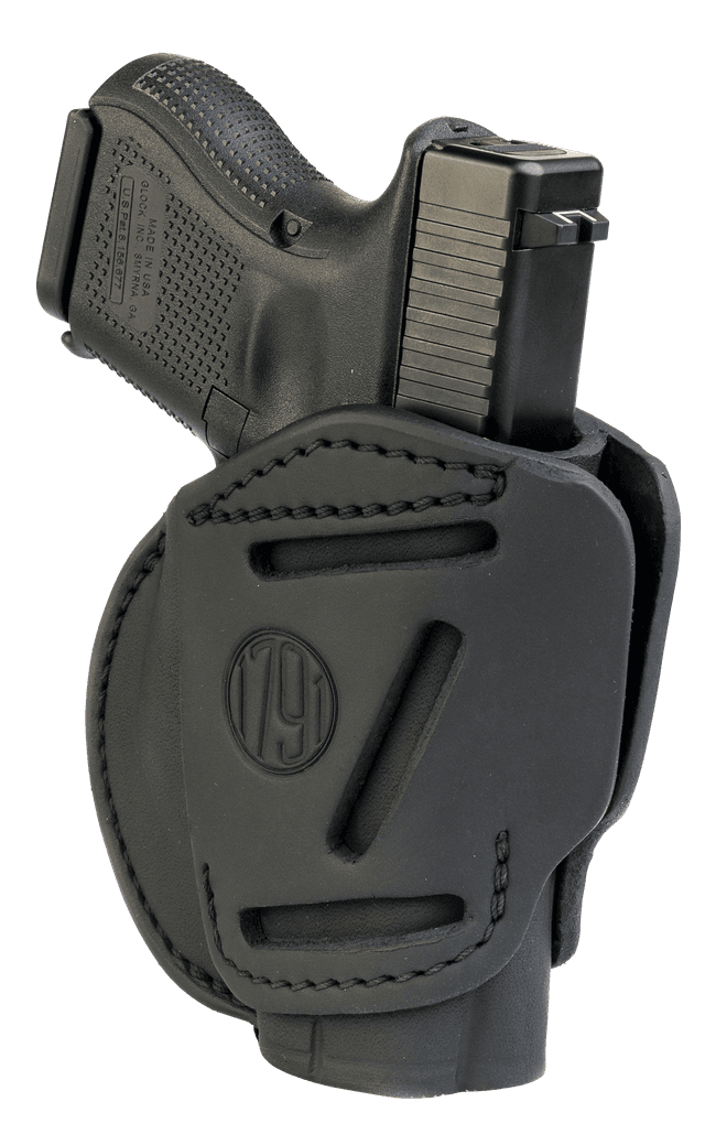 1791 Gunleather 3WH3SBLA 3-Way IWB/OWB Size 03 Stealth Black Leather Belt Loop Compatible w/ Glock 26 Compatible w/ Ruger LC9 Compatible w/ S&W M&P Shield Ambidextrous Hand