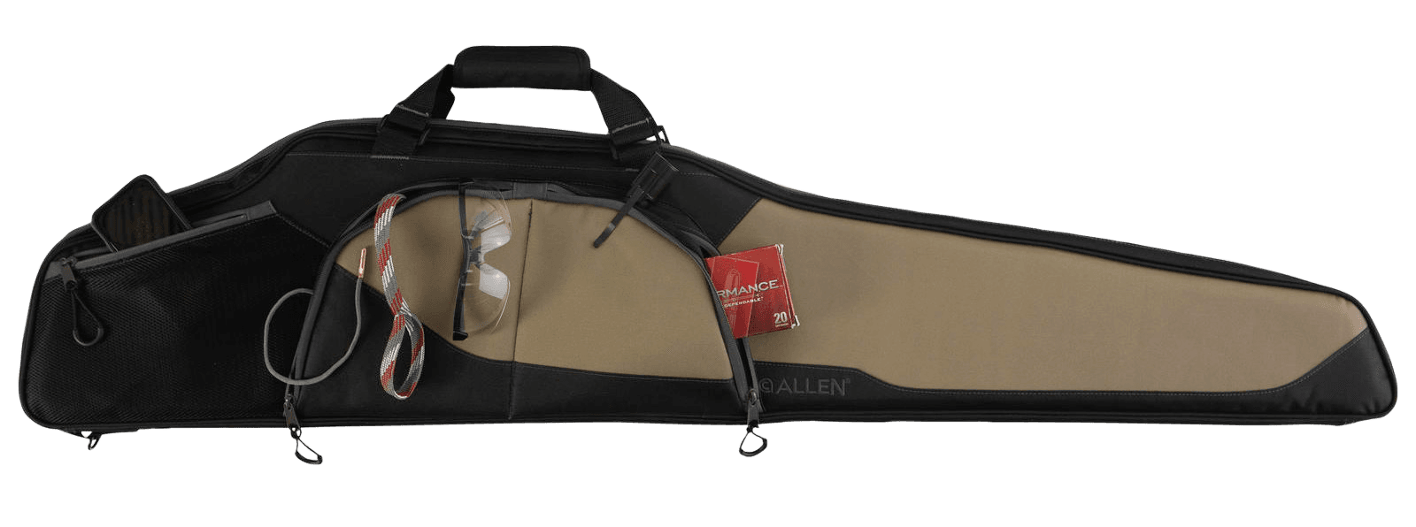 Allen 68246 Sawatch Rifle Case 46" Black Endura w/Tan Accents, Foam Padding, Accessory Pockets, Lockable Zippers & Plush Tricot Lining