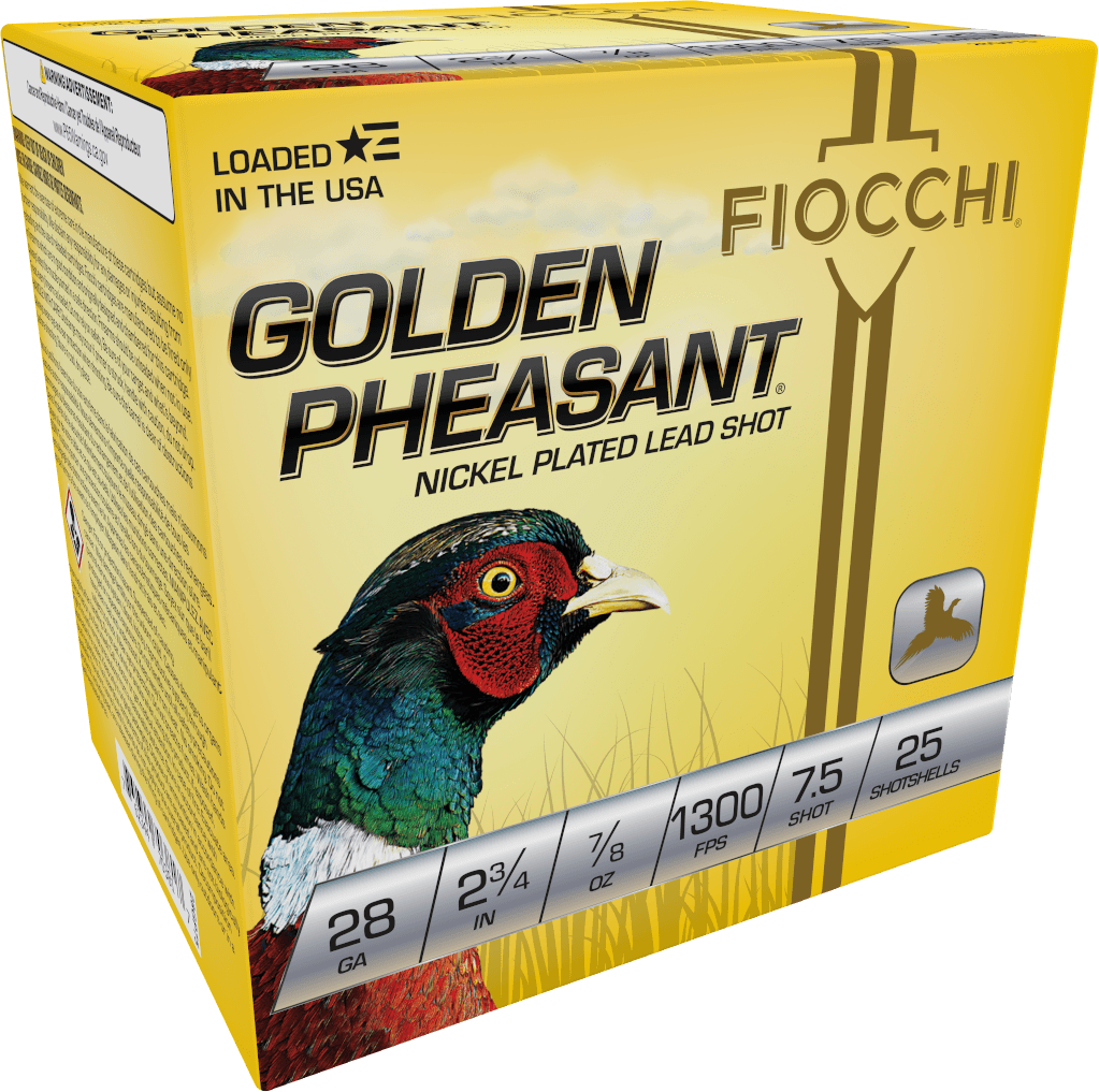 Fiocchi Golden Pheasant Extrema 28 Gauge Nickel-plated Lead Shot 7/8 Ounce 25 Rounds