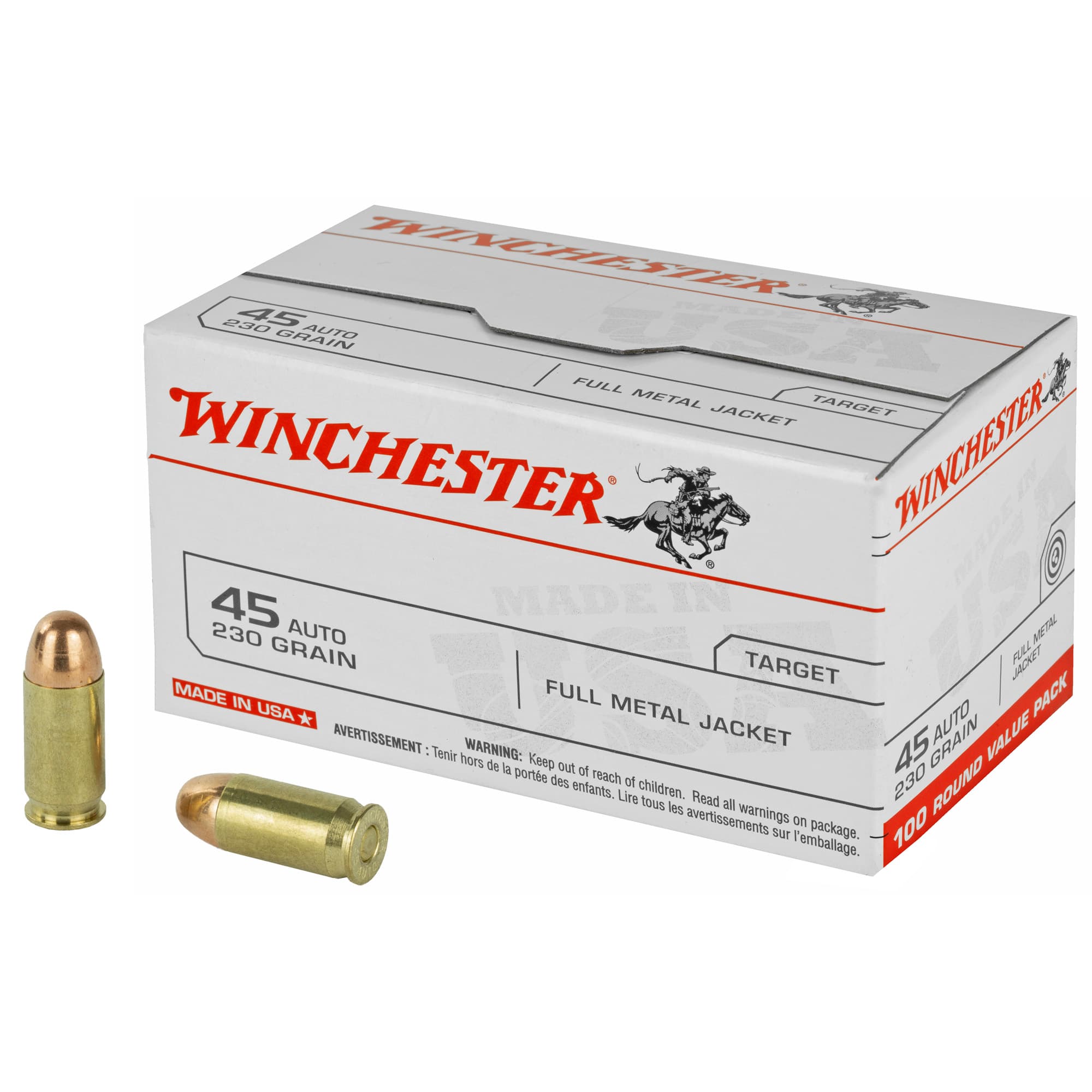Winchester USA Pistol, 45 Acp, Full Metal Jacket, 230 Grain, 100 Rounds