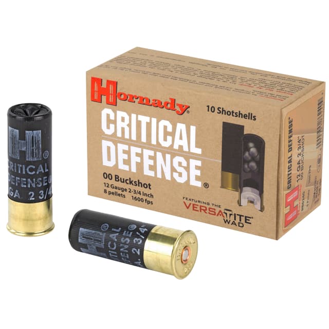 Hornady Critical Defense Buckshot Load 12 Gauge 2.75 in. 8 Pellets 00 Buck 10 rd.
