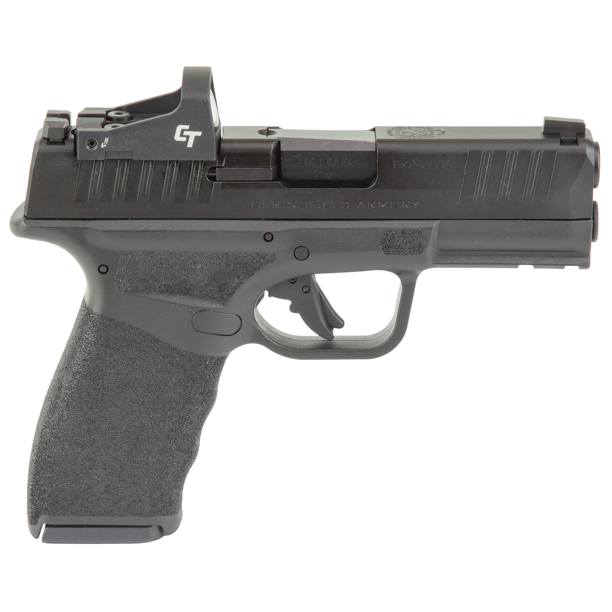 Springfield "Gear Up 2025" Hellcat PRO Compact White-Dot Handgun 9mm Luger 15(3)&17(2)rd Magazines 3.8" Black Frame CT1500 and Range Bag