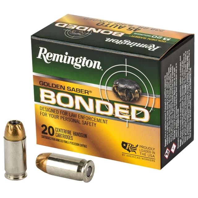 Remington Golden Saber Bonded 45 ACP BJHP 230 Grain 20 Rounds