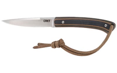 CRKT 2382 Biwa  3.02" Fixed Plain Satin 8Cr13MoV SS Blade/Black/Brown G10 Handle Includes Lanyard/Sheath