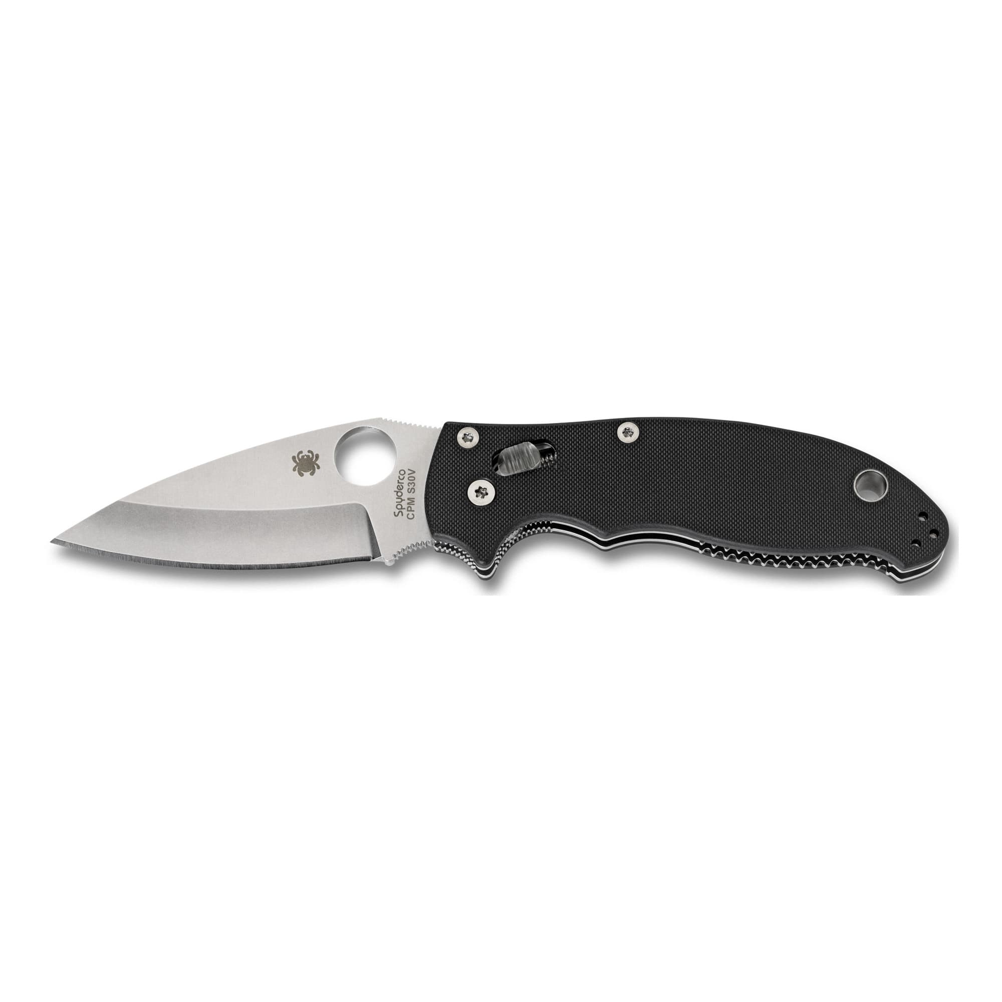 Spyderco C101GP2 Manix 2 3.37" Folding Drop Point Plain CPM S30V SS Blade Black G10 Handle Includes Pocket Clip