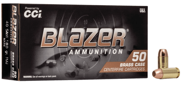 CCI Blazer Brass Pistol Ammo 40 S&W 180 gr. FMJ Flat Nose 50 rd.