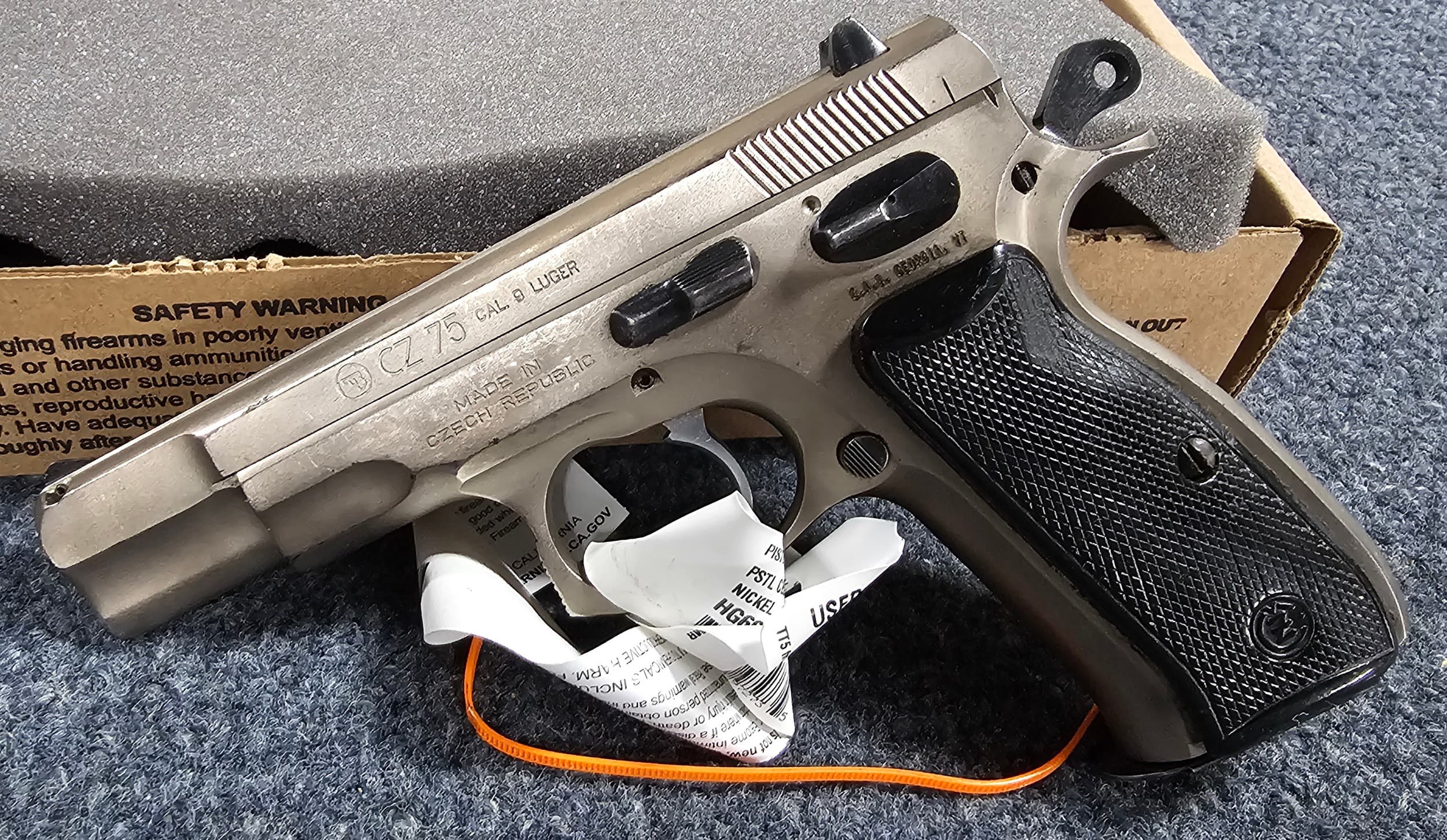 Century Arms CZ 75 9mm 4.5" Nickel Surplus Good Condition Pistol