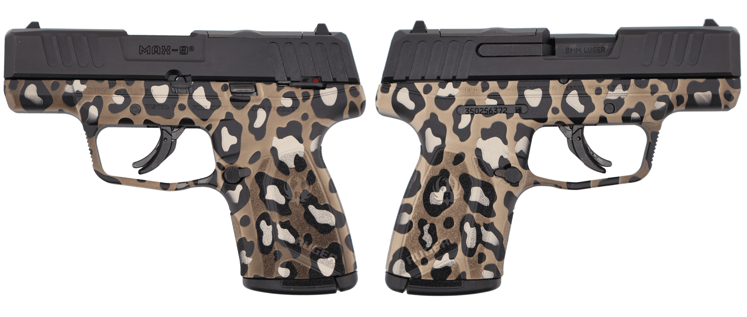 Ruger MAX-9 9mm 3.2" 10rd Leopard Print Manual Safety Pistol