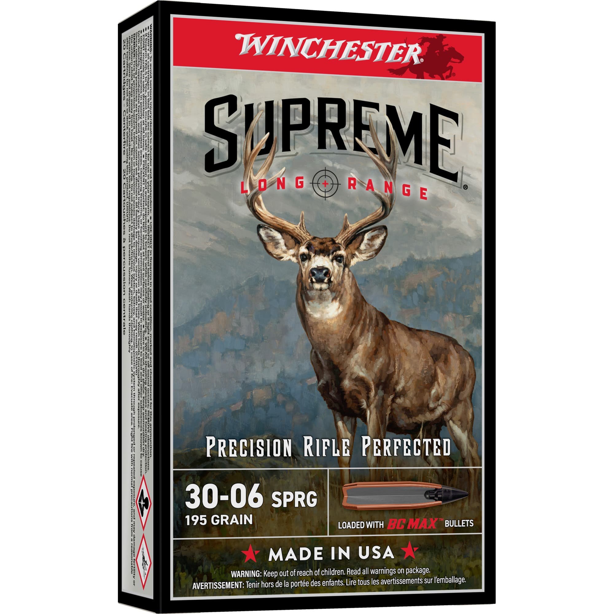 Winchester Supreme Long Range 30-06 Sprg 195gr BC MAX 20rd Box