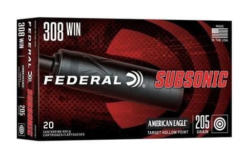 Federal Subsonic 308 Win 205gr THP 20rd Box