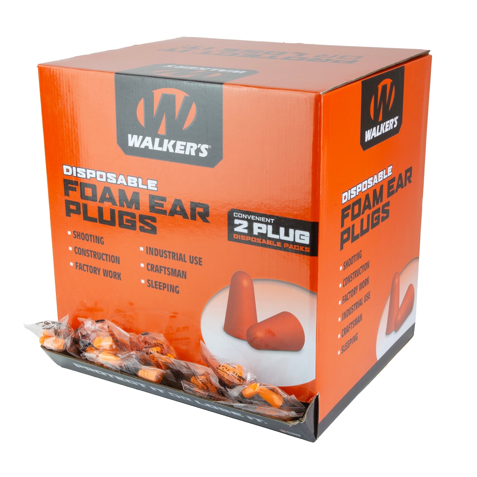 Walker's Disposable Foam Ear Plugs 32dB 1000 Pair Box