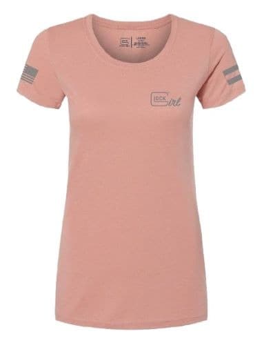Glock Girl Flag Ladies T-Shirt Pink Large