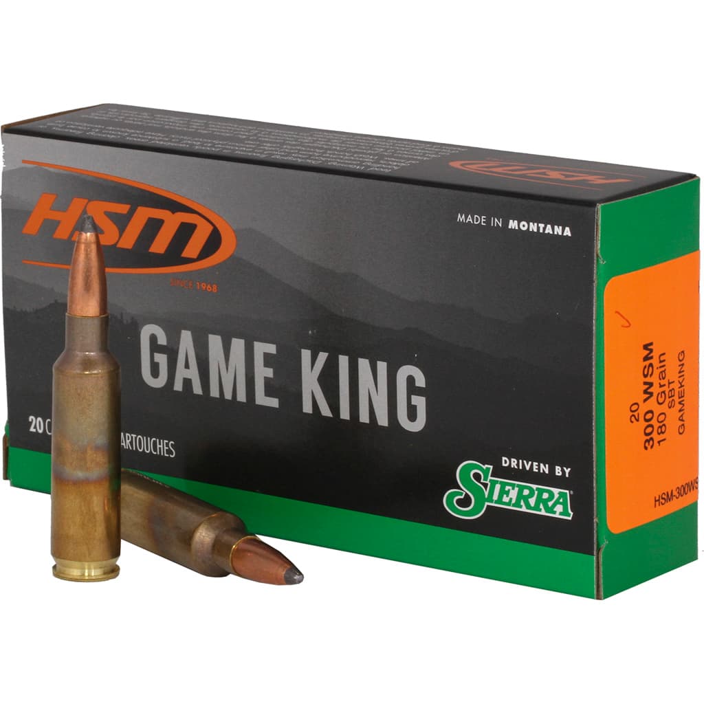 HSM Game King, 300 Winchester Short Magnum, Sierra Spitzer Ballistic Tip, 180 Grain, 20 Rounds
