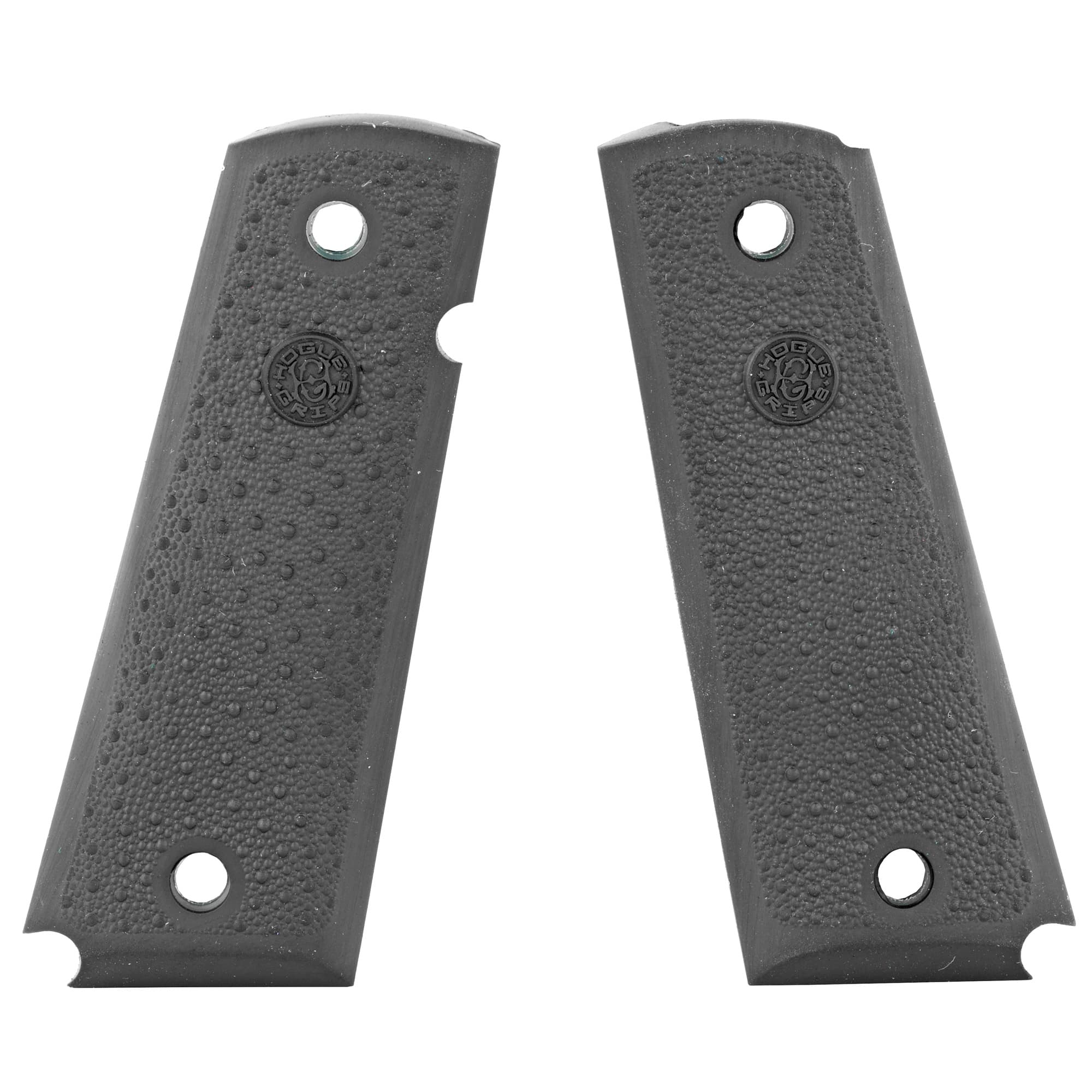 Hogue 45090 OverMolded Grip Panels Cobblestone Black Rubber with Palm Swells for 1911 Government