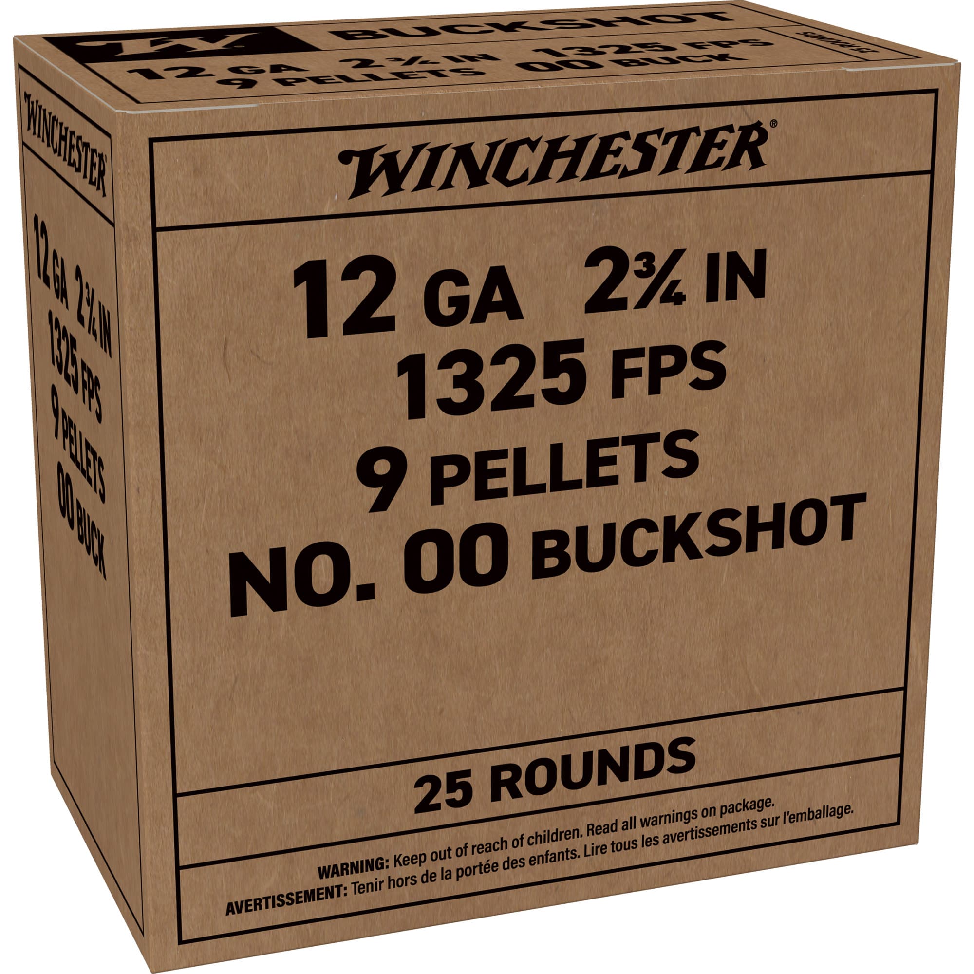 Winchester Q1544VP 12 Gauge 00 Buckshot 9 Pellets 25 Rounds