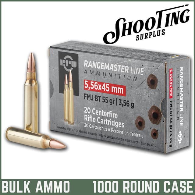 *FREE SHIPPING* Prvi Partisan RangeMaster 5.56x45mm NATO Full Metal Jacket 55 Grain - CASE \ 1000 Rounds