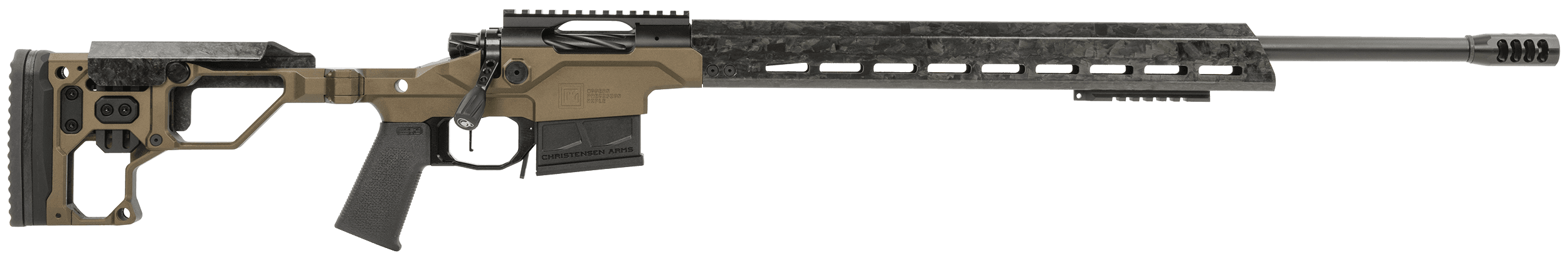 Christensen Arms 8010300902 Modern Precision 6.5 Creedmoor 24" Threaded Carbon Fiber Barrel 5+1, Black Nitride Finish, Desert Brown Anodized Folding Stock, Polymer Grip