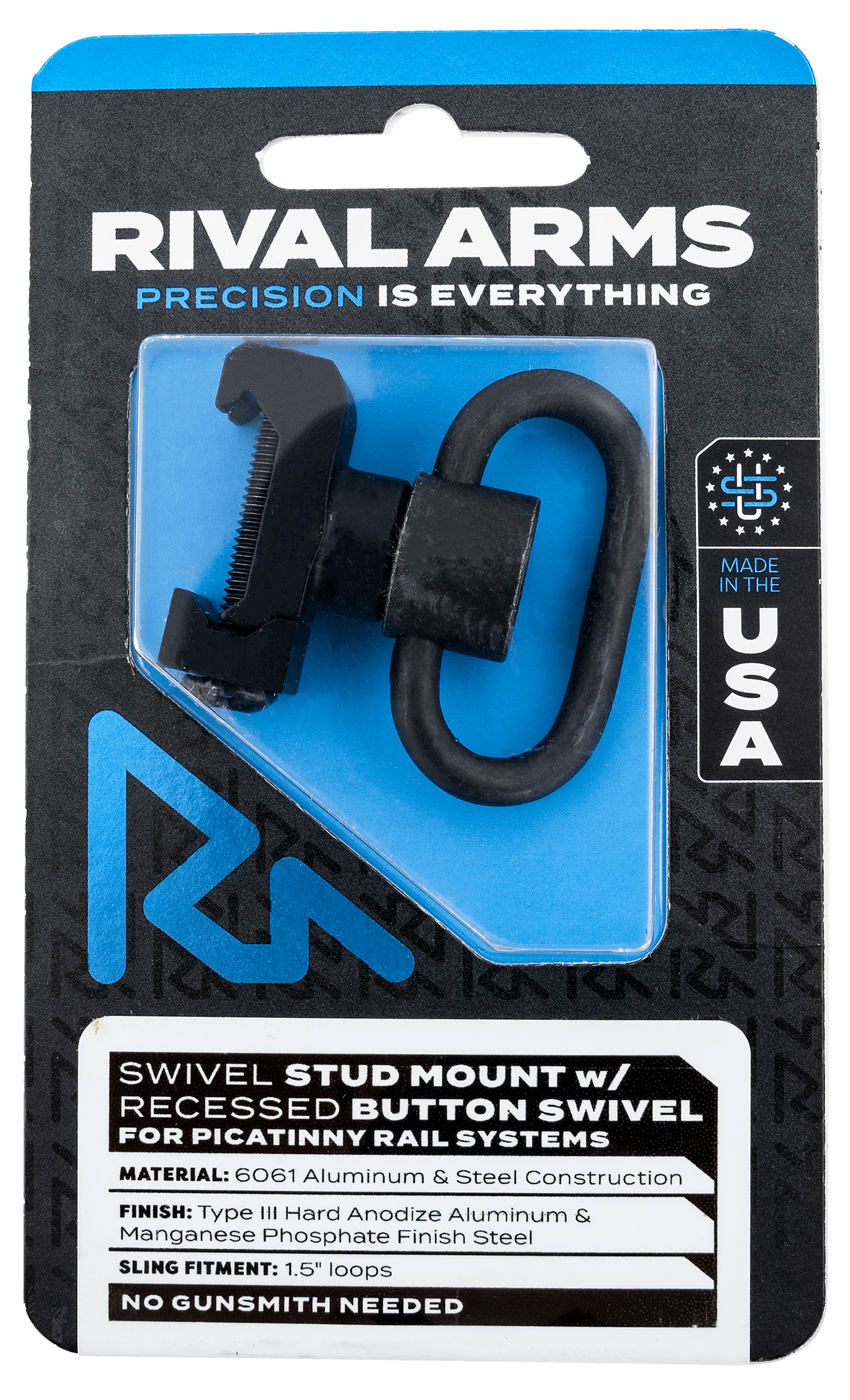 Rival Arms RARA92P2A Swivel Stud Mount Black Manganese Phosphate Finish, 1.5" Recessed Button Steel Swivel compatible with Picatinny Rail