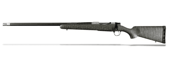 Christensen Arms Ridgeline, 7mm-08 Remington, 24in. Barrel, 4rd, CF Stock w/ Green, Black, & Tan Accents, CF Barrel, SS Radial Muzzle Brake - Gray (NPN: 801-06009-00)