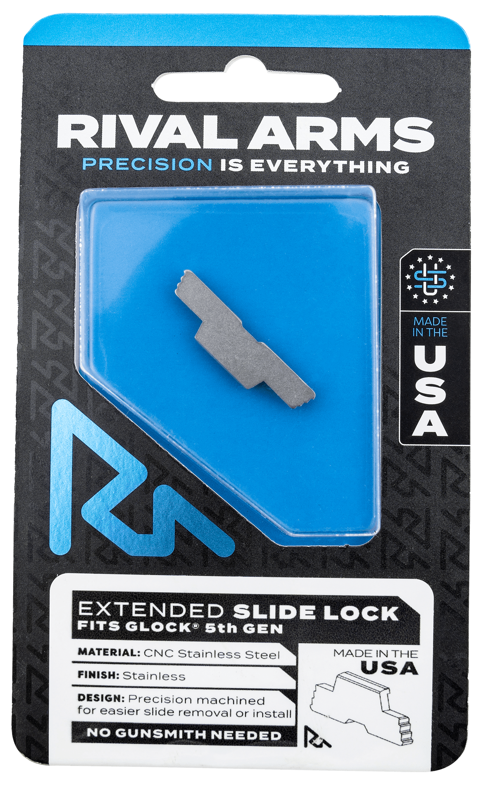 Rival Arms Stainless Extended Slide Lock for Glock 34 17 19 Gen5