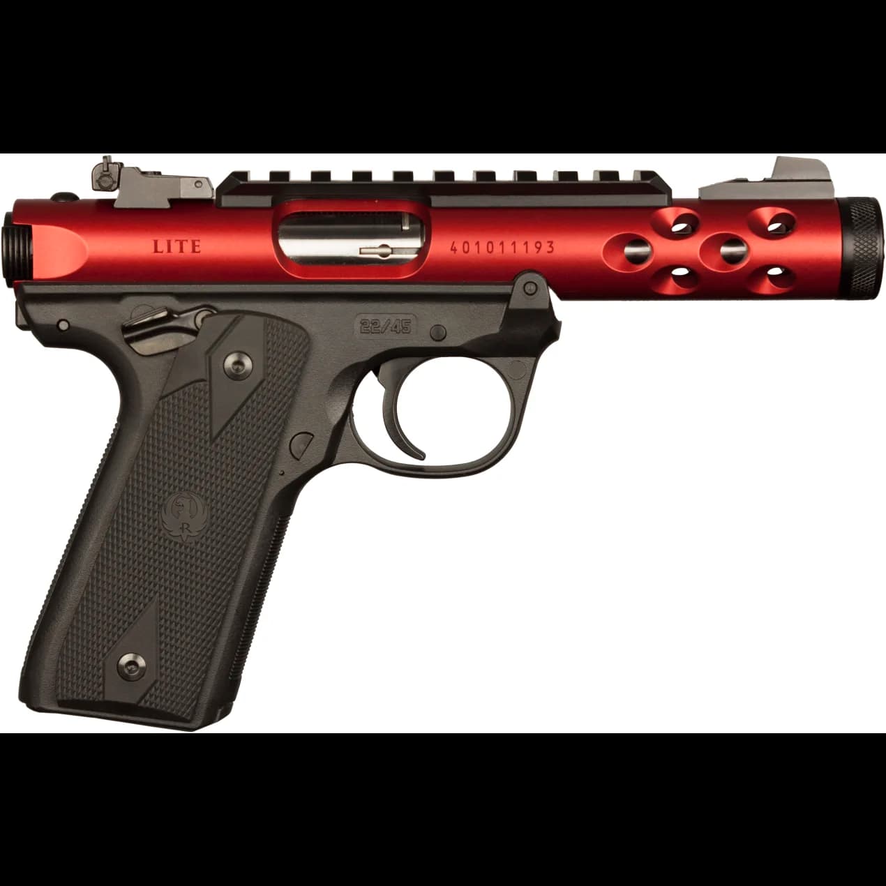 RUGER Mark IV 22/45 Lite, 22 LR, 4.4in. Barrel, 10rd - Red (43910)