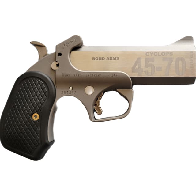 Bond Arms BACY Cyclops Thumper 50 AE 1 Shot 4.25" Black/SS Stainless Steel Barrel, Black Rough & Tumble Stainless Steel Frame, Black B6 Resin Grips