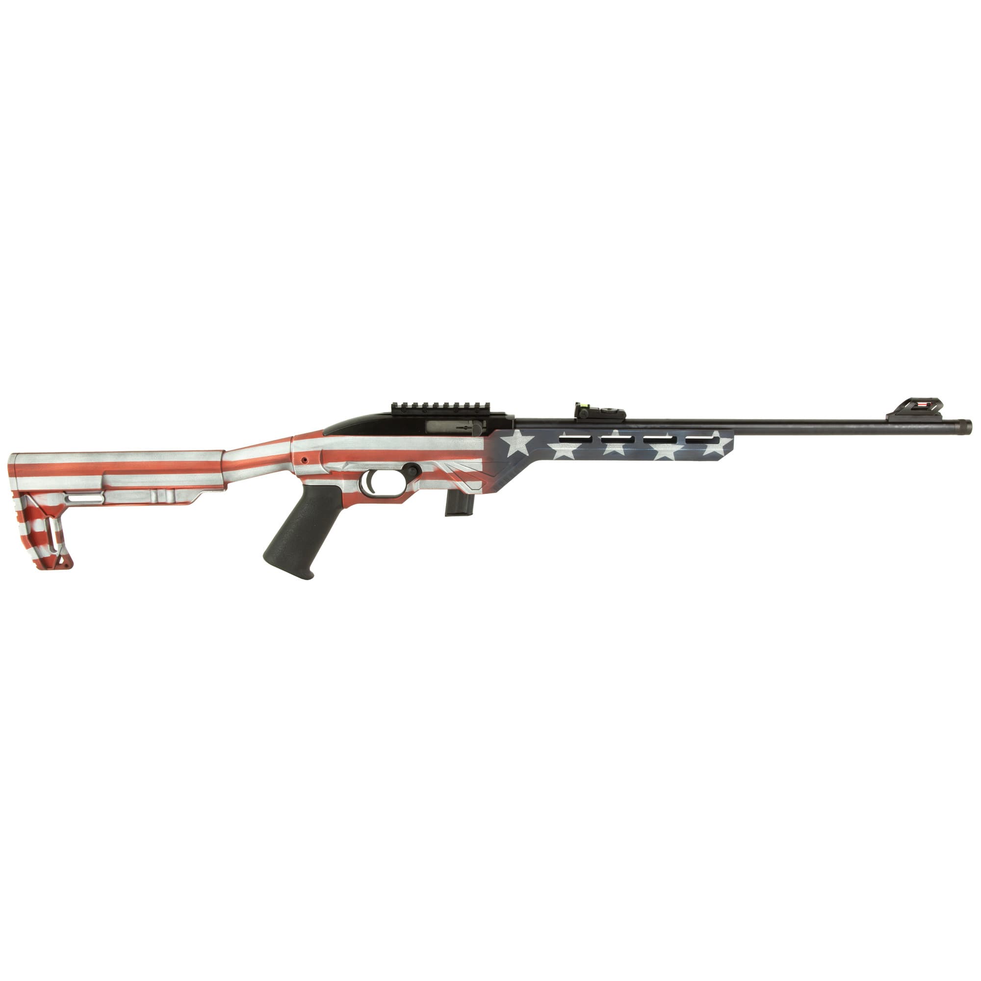 Citadel CIT22LRBUSA Trakr 22 LR 10+1 18" Blued Steel Threaded Barrel & Receiver, American Flag Synthetic Stock