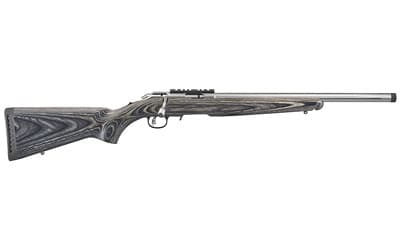 Ruger American Rimfire 22 Wmr 18in 9+1 Satin Stainless Black/Gray Laminate