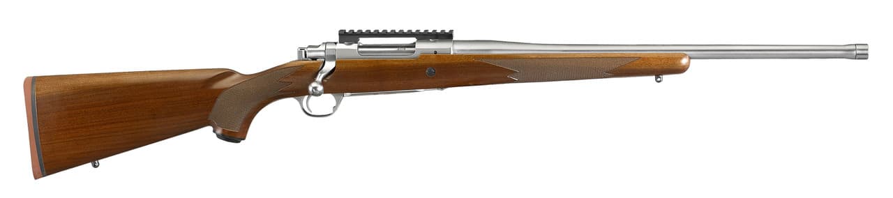 Ruger, Hawkeye Hunter, 204 Ruger, 24 inch Threaded, 5+1, Satin Stainless, Walnut