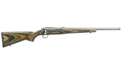 Ruger 77/22 7226, .22 Hornet, 18.50 inch, 6+1, Matte Stainless, Green Laminate
