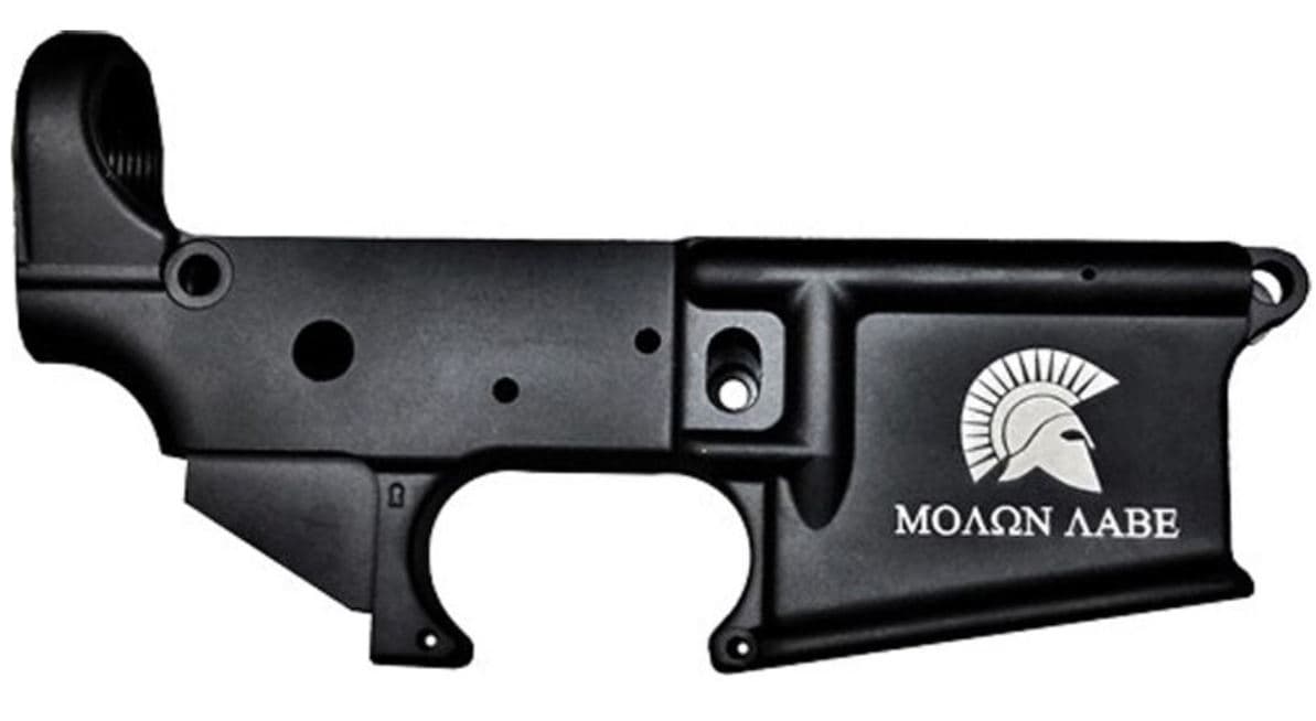 Anderson AM-15 Forged Stripped AR15 Lower Receiver - Black | Spartan Molon Labe Logo