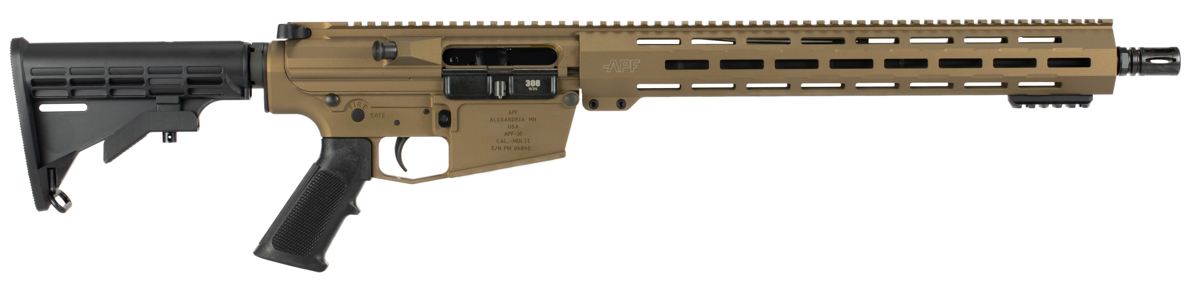 Alex Pro Firearms Guardian 308 Winchester 16in 20rd Bronze Mil Spec A2 Grip M4 Stock