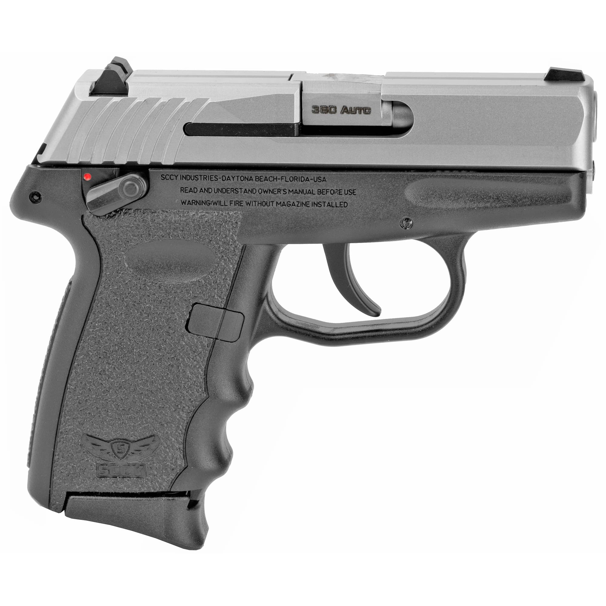 SCCY Industries CPX-4TTBK CPX-4 380 ACP 10+1 2.96" Black Polymer Serrated SS Slide Finger Grooved Black Polymer Grip
