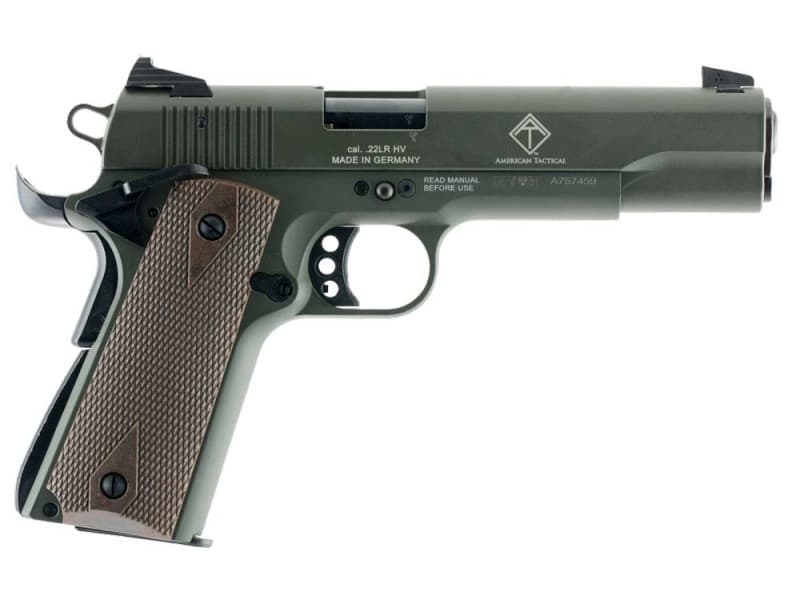 ATI GSG 1911 Pistol - Green | .22LR | 5" Threaded Barrel | Wood Grips