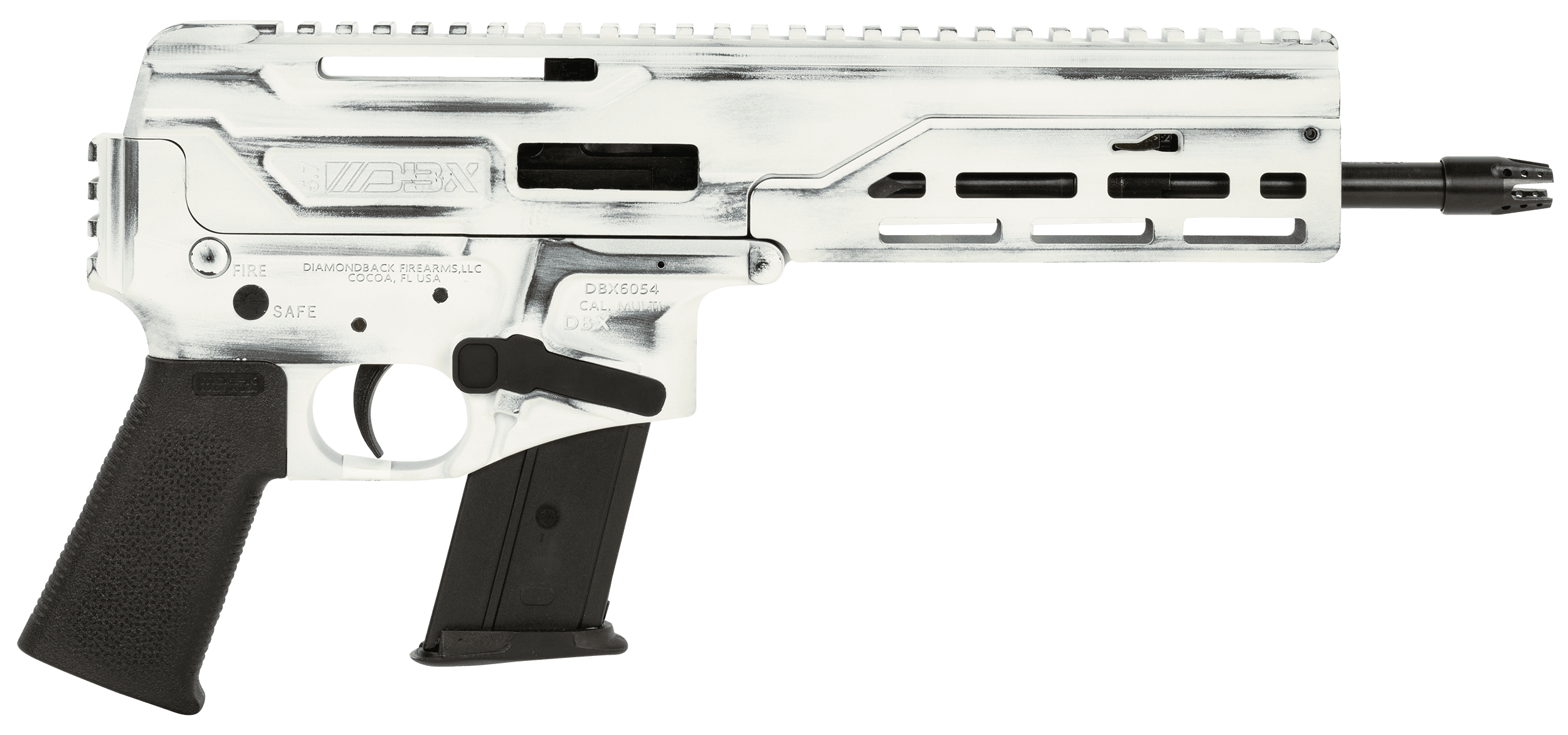 Diamondback DB1614L401 DBX CF 5.7x28mm 8in 20+1 Battleworn Storm Tropper White Rec Picatinny End Cap Magpul K Grip