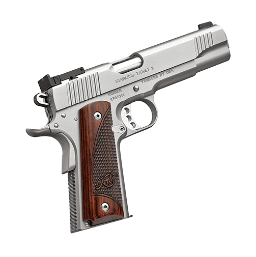 Kimber Mfg, Inc 3200325 Stainless II Target Full Size Frame 45 ACP 7+1 5" Stainless Match Grade Barrel, Satin Silver Serrated Stainless Steel Slide & Frame w/Beavertail, Rosewood Grip