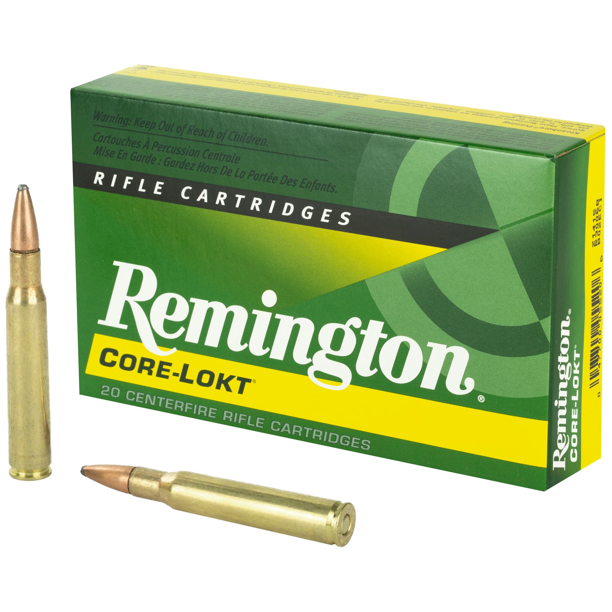 Remington, Core-Lokt, 30-06 Springfield, Pointed Soft Point, 165 Grain, 20 Rounds