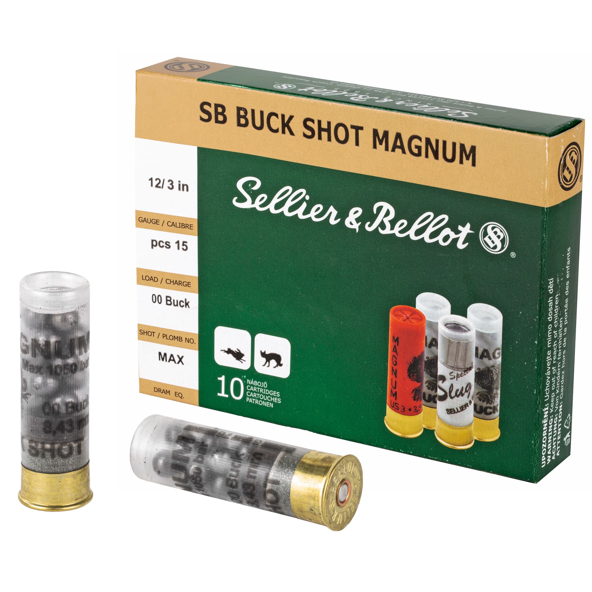 Sellier & Bellot Buckshot Loads 12 Gauge #00 Buckshot 1 7/8 Ounce 10 Rounds