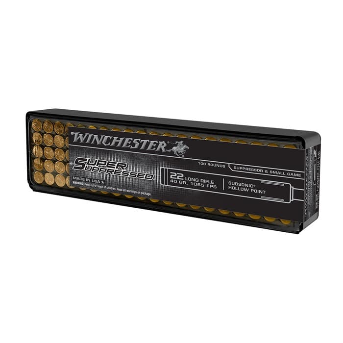 Winchester Super Suppressed 22 Long Rifle Lead Hollow Point 40 Grain 100 Rounds