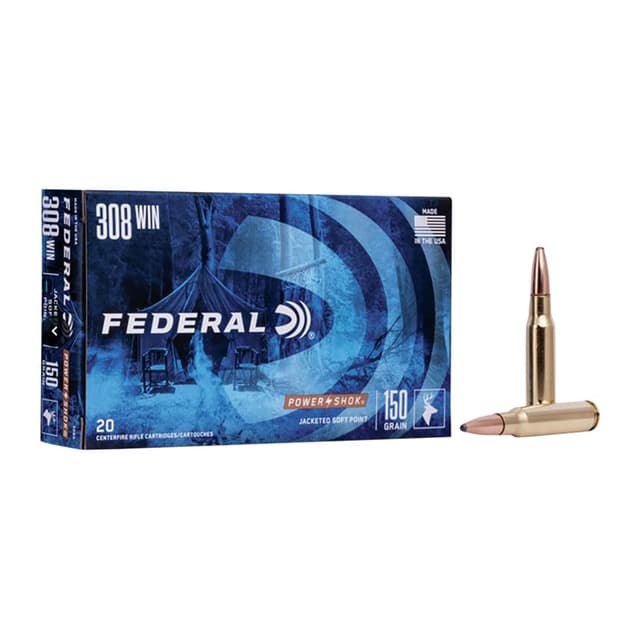 Federal Power-Shok 308 Winchester Jacketed Soft Point 150 Grain 20 Rounds