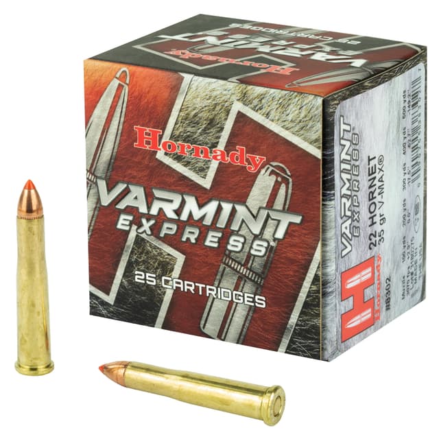 Hornady Varmint Express Rifle Ammo 22 Hornet 35 gr. V-Max 25 rd.