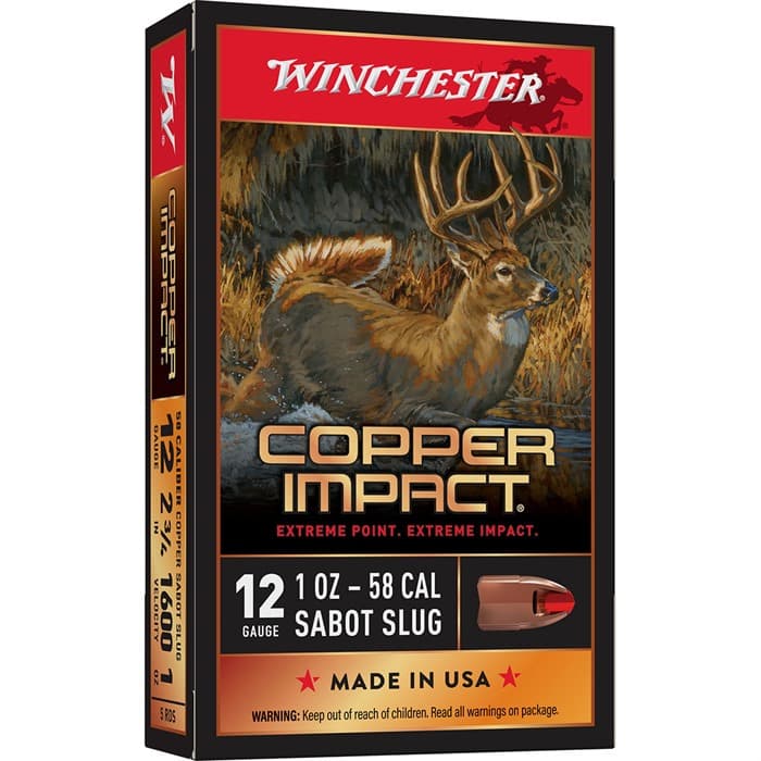 Winchester Copper Impact Sabot Slug 12 Gauge Solid Copper 1 Ounce 5 Rounds